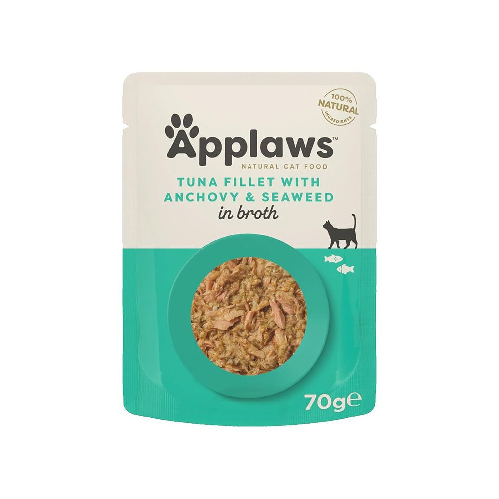 Applaws 70g Tuna with Anchovy & Seaweed in Broth Wet Cat Food Pouch