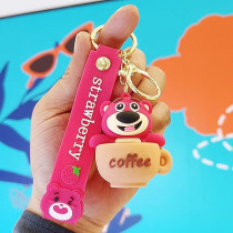 Brain Giggles Kawaii Key Chains For Girls Cute Pendant Cartoon Keyrings Anime Doll Silicone Key Holder For Bag Jewelry Car Keyring Christmas Birthday Gift, Coffee