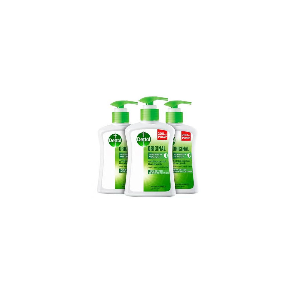 Dettol Original Anti-Bacterial Handwash, 3 Pieces, 200 ml