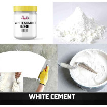 ABBASALI 1kg White Cement Powder, Ideal for Universal Adhesive, Construction, Art And Craft and Waterproofing for Home Repairs, Bathrooms, and Tiles With Gloves, Bucket And Karandi, Cement Pack Of 5