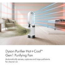 Dyson Purifier Hot Plus Cool Gen1 HP10 Purifying Fan Heater Plus Air Purifier, 454856-01, White, 1 Year Warranty