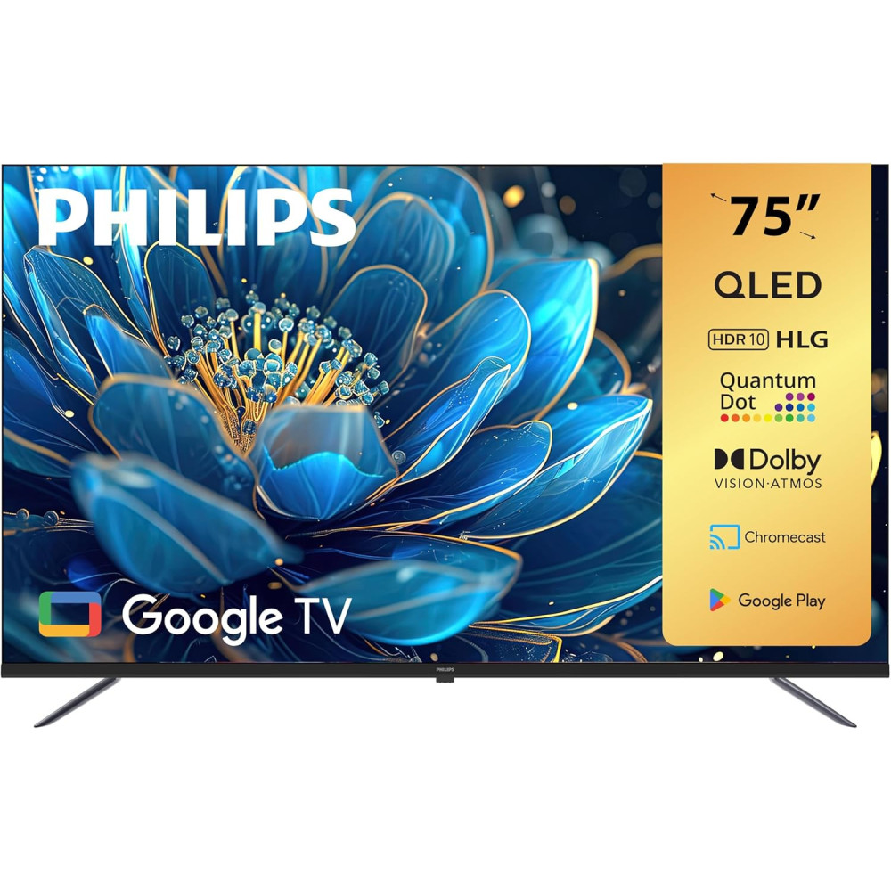PHILIPS 75 INCH PREMIUM QLED GOOGLE TV WITH DOLBY VISION AND ATMOS WITH AI POWERD IMAGE PROCESSING (75PQT8169)