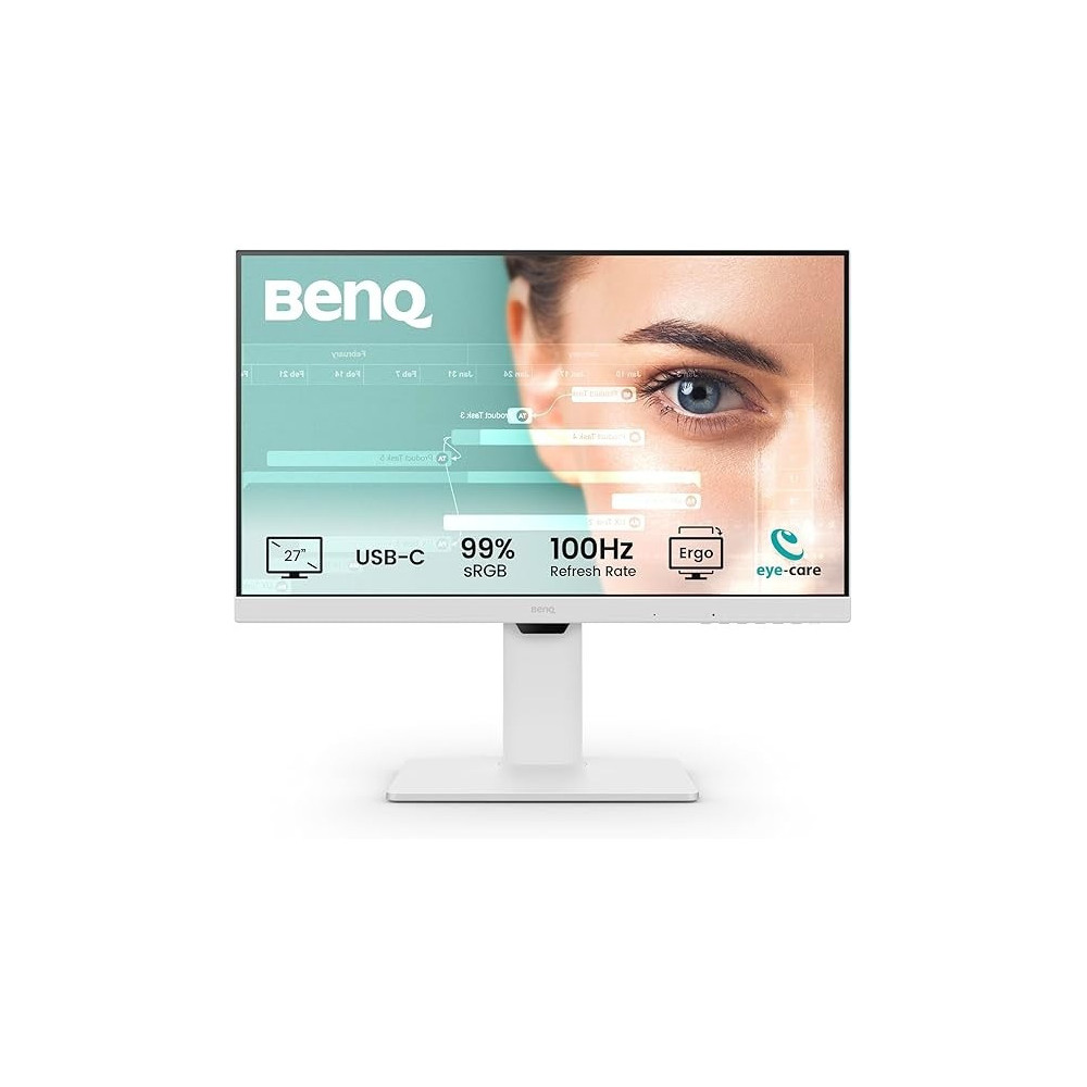 BenQ 27 Inch 100 Hz Ergonomic USB-C Home Office Monitor, White