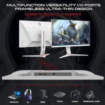 GAMEON GOA24FHD180IPS Artic Pro-Series Monitor, White Gaming Monitor 24 Inch, 1920 x 1080p FHD, IPS Panel, 180Hz Refresh Rate, 0.5ms Response Time, 2.1 HDMI, Free Sync And G-Sync, Supports PS5