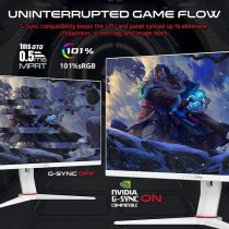 GAMEON GOA24FHD180IPS Artic Pro-Series Monitor, White Gaming Monitor 24 Inch, 1920 x 1080p FHD, IPS Panel, 180Hz Refresh Rate, 0.5ms Response Time, 2.1 HDMI, Free Sync And G-Sync, Supports PS5