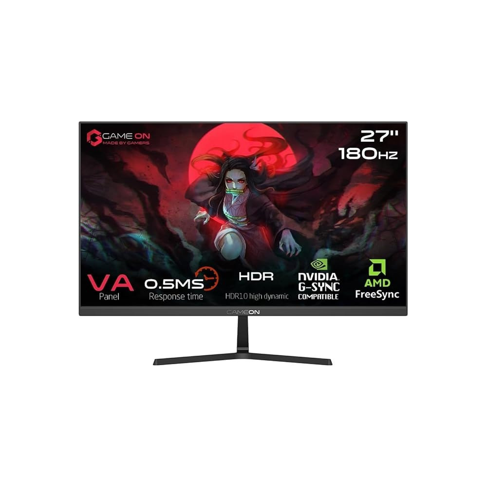 GAMEON GOPS27180VA Pro-Series Computer Monitor, Black Gaming Monitor 27 Inch, 1920x1080p FHD VA Panel, 180Hz Refresh Rate, 0.5ms Response Time, 2.1 HDMI, Supports PS5