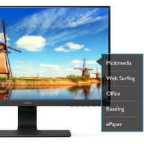 BenQ GW2480 24 Inch FHD 1080p Eye-Care LED Monitor, 1920 x 1080 Display, IPS, Brightness Intelligence, Low Blue Light, Flicker-free, Ultra Slim Bezel, Cable Management System, HDMI, Black