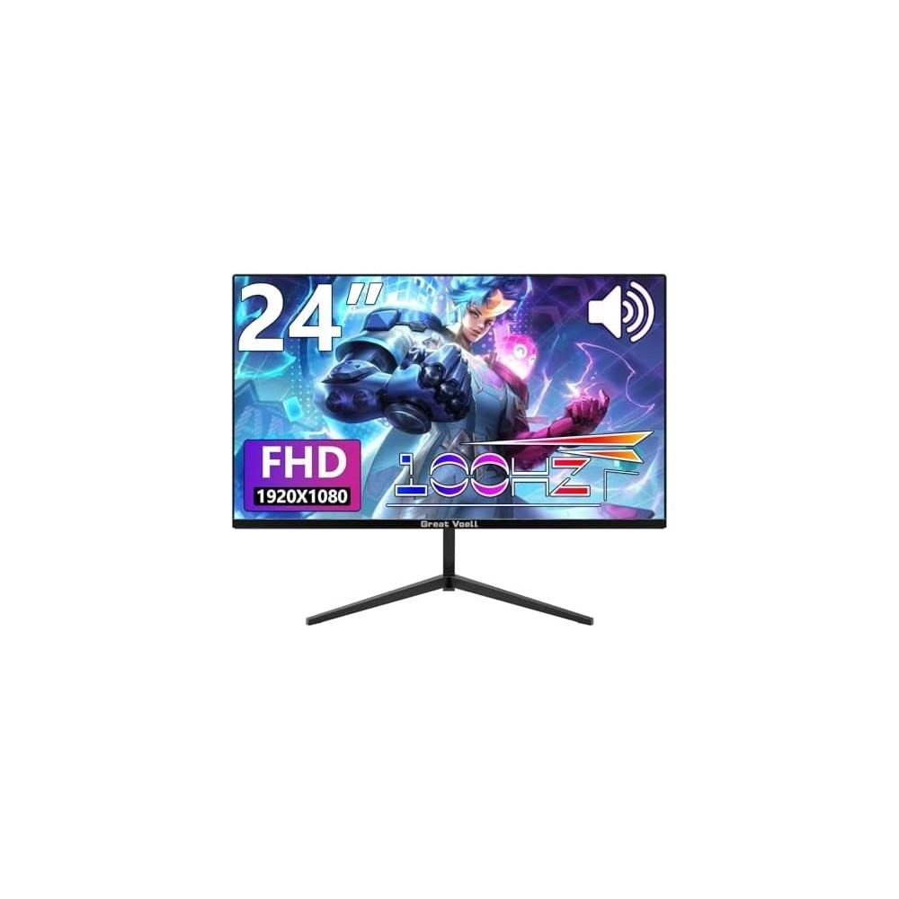 Great Voell 24 Inch Full HD 100 Hz Built-In Speakers Gaming Monitor, Black, Z240B13