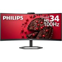 Philips 34 Inch UltraWide QHD 21:9 Monitor With Built-In Windows Hello Webcam And Noise Canceling Mic, Black