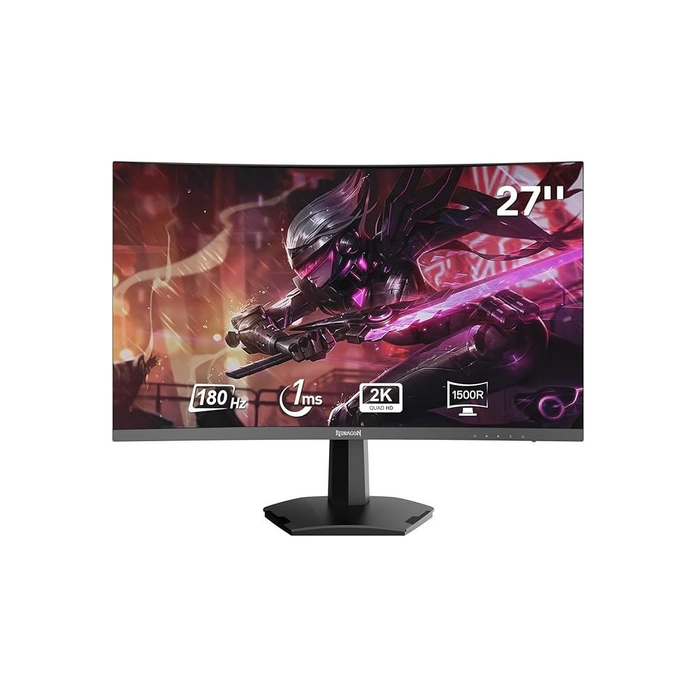 Redragon 27 Inch 144hz/165HZ Curve Gaming Monitor, QHD 2K (2560X1440) IPS Frameless Computer Monitor, 1ms Response Time, HDMI And VGA Compatible, VESA Wall Mount