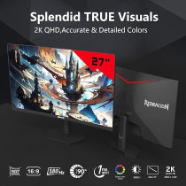 Redragon 27 Inch 144hz/165HZ Curve Gaming Monitor, QHD 2K (2560X1440) IPS Frameless Computer Monitor, 1ms Response Time, HDMI And VGA Compatible, VESA Wall Mount