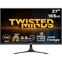 Twisted Minds 27 Inch Display Fast IPS Gaming Monitor - 1080 FHD Resolution, 165 Hz Refresh Rate, 16:9 Aspect Ratio, 0.5ms Response Time, Black