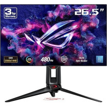 Asus ROG Swift OLED PG27AQDP Gaming Monitor, 27-inch WOLED, 480Hz, 0.03ms, G-SYNC Compatible, Custom Heatsink, Asus OLED CarePlus, AI Assistant, Uniform Brightness, 99Percentage DCI-P3, And DisplayWidget Center