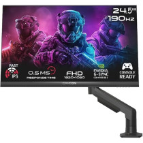 GAMEON GOM24FHD190IPSX Midnight Pro X series, Black Gaming Monitor 24.5 inch, 1920 x 1080p FHD Fast IPS Panel, 190Hz, 0.5ms, 2.1 HDMI, With Stand,Freesync And Gsync, Supports HDR, PS5, VRR