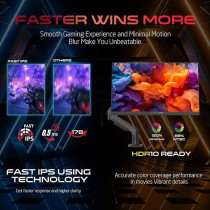 GAMEON GOM24FHD190IPSX Midnight Pro X series, Black Gaming Monitor 24.5 inch, 1920 x 1080p FHD Fast IPS Panel, 190Hz, 0.5ms, 2.1 HDMI, With Stand,Freesync And Gsync, Supports HDR, PS5, VRR