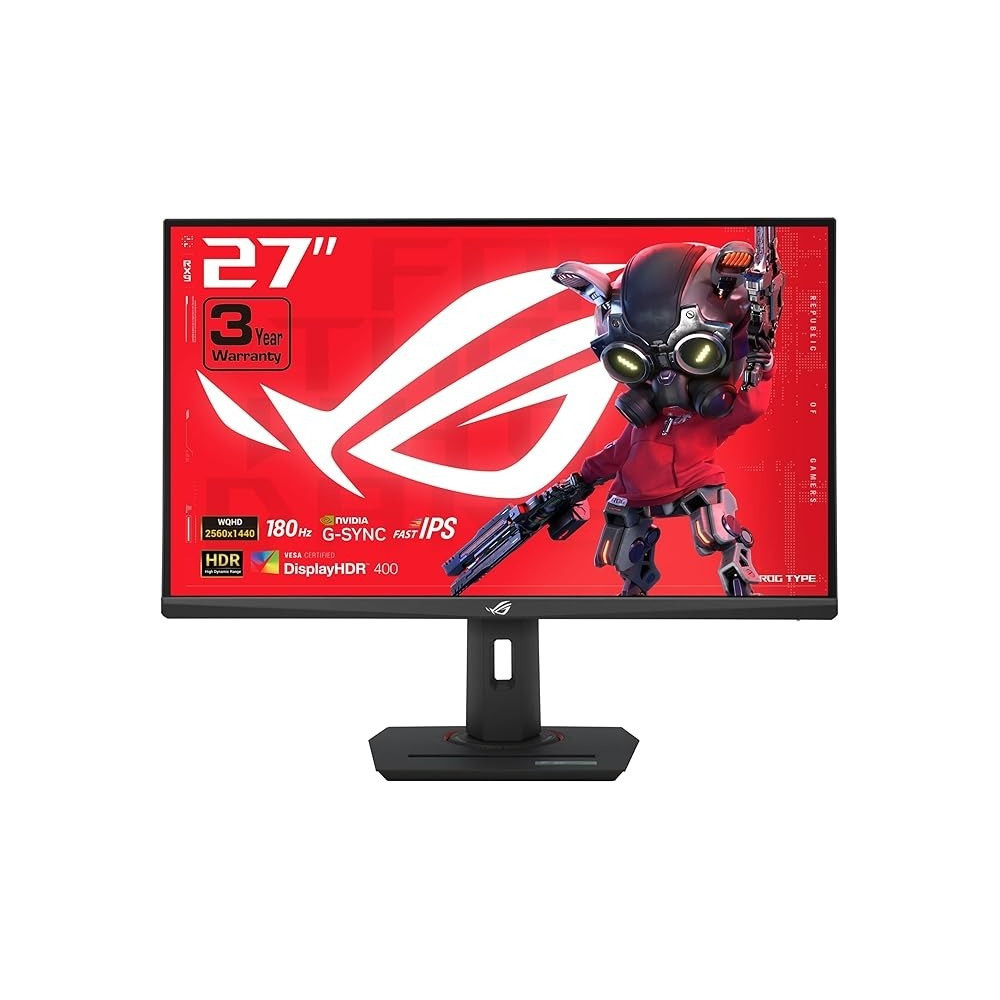 Asus ROG Strix 27 Inch QHD (2560 x 1440) HDR400 USB-C Gaming Monitor (XG27ACS), 180Hz, 1ms, Fast IPS, 133Percentage sRGB, Extreme Low Motion Blur Sync, G-Sync Compatible, DisplayWidget, Tripod Socket