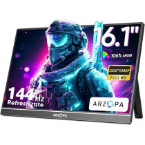 ARZOPA 16.1inch 144Hz Portable Gaming Monitor, 100 Percentage SRGB 1080P FHD Kickstand Portable Monitor with HDR, Ultra Slim, Eye Care, External Second Screen for Laptop, PC, PS5, Mac, Xbox, Switch-Z1FC