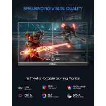 ARZOPA 16.1inch 144Hz Portable Gaming Monitor, 100 Percentage SRGB 1080P FHD Kickstand Portable Monitor with HDR, Ultra Slim, Eye Care, External Second Screen for Laptop, PC, PS5, Mac, Xbox, Switch-Z1FC