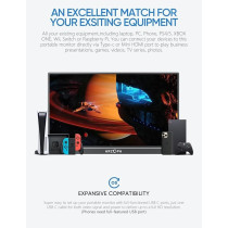 ARZOPA Portable Monitor 17.3 inch, 1080P FHD IPS Kickstand Laptop Computer Monitor HDMI USB C External Screen with Dual Speakers for PC Mac Phone Xbox Switch PS5, A1M