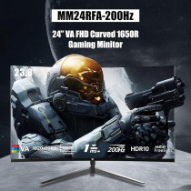 GXM GX24RFA 24 Inch Curved Frameless Ultra-Fast Gaming Monitor, FHD 1920x1080 200Hz Display, 16:9, Ultrawide 1650R Curved Screen, 23.8 LED Backlit, 1ms Response Time, 16.7M Display Colors, Black