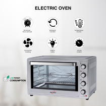 STAR TRACK 100L Electric Oven with Self-Clean, Rotisserie, Convection, 120-Min Timer, 2200W, 8 Stainless Steel Heating Elements