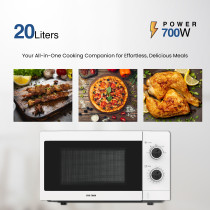 STAR TRACK 20L Mechanical Microwave Oven, 700W, 5 Power Levels, Push Button, Turntable Tray, Grey Cavity, BS Plug