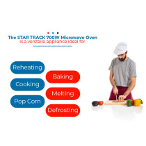 STAR TRACK 20L Mechanical Microwave Oven, 700W, 5 Power Levels, Push Button, Turntable Tray, Grey Cavity, BS Plug