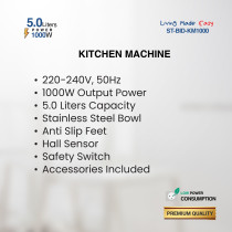 STAR TRACK 5.0L Kitchen Machine, 1000W, Stainless Steel Bowl, Dough Hook, Beater, Whisk, Premium Quality