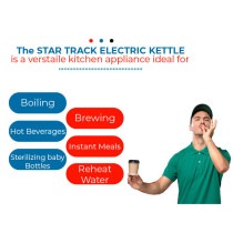 STAR TRACK 2.0L Electric Kettle, 2200W, Instant Heating, Manual Lid, Auto Shut Off, Boil Dry Protection