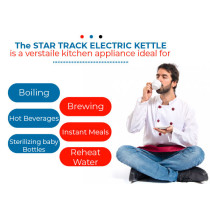 STAR TRACK 1.5L Electric Kettle, 2200W, Instant Heating, Temperature Selection, Boil-Dry Protection, And SS Lid Cover