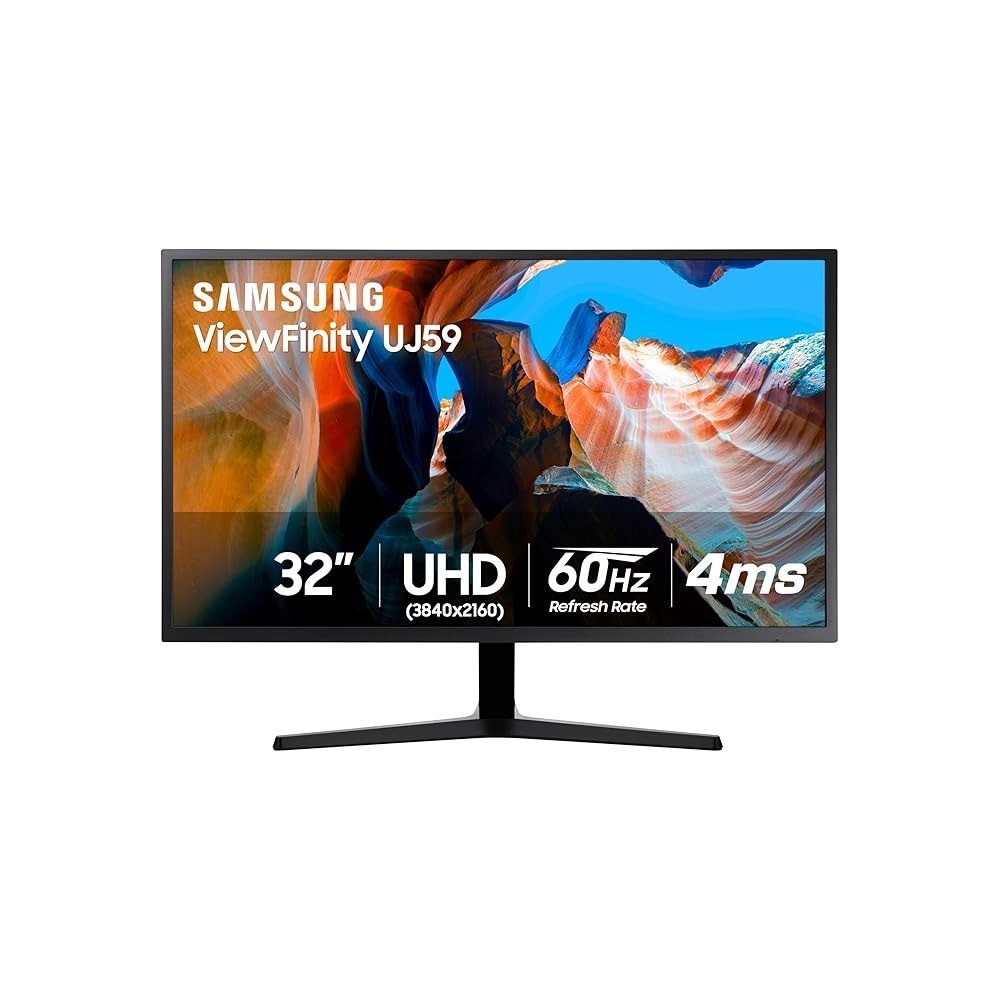 Samsung 32 inch UJ59 4k Monitor (LU32J590UQNXZA) - UHD, 3840 x 2160p, 60hz, 4ms, Dual Monitor, Laptop Monitor, Monitor Stand/Riser/Mount Compliant, AMD FreeSync, Gaming, HDMI, DP, Black