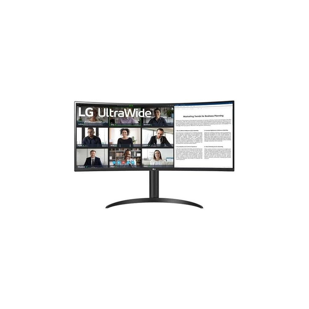LG 34WR55QC-B 34 inch Curved Ultra Wide WQHD HDR 10 100Hz Monitor with USB Type-C, 3440x1440 Curved Display, 100Hz Refresh Rate, AMD FreeSync, Borderless Design