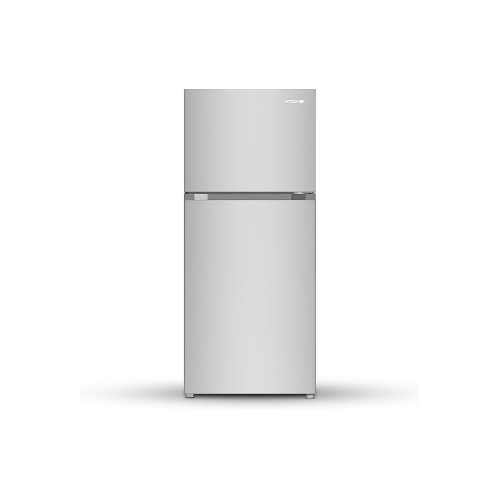 KROME 455 Liter Gross Top Mount Double Door Refrigerator, No Frost Cooling System, LED Display, Convenient Shelves For Easy Access, INOX, KR-RFF 480 IM