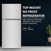KROME 455 Liter Gross Top Mount Double Door Refrigerator, No Frost Cooling System, LED Display, Convenient Shelves For Easy Access, INOX, KR-RFF 480 IM