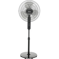 Midea Pedestal Stand Fan with SQD Motor, 16 inch, 3D Oscillation Directions, 3 Speed Levels & Adjustable Height, 3 Leaf Blade with 7.5 Hours Timer, Best for Home & Office, Black, FS4019K