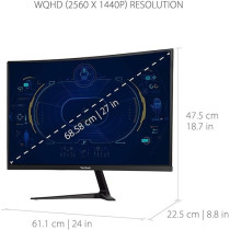 ViewSonic 27 Inch 180Hz Curved Gaming Monitor With Adaptive Sync, Black, VX2718-2KPC-MHD