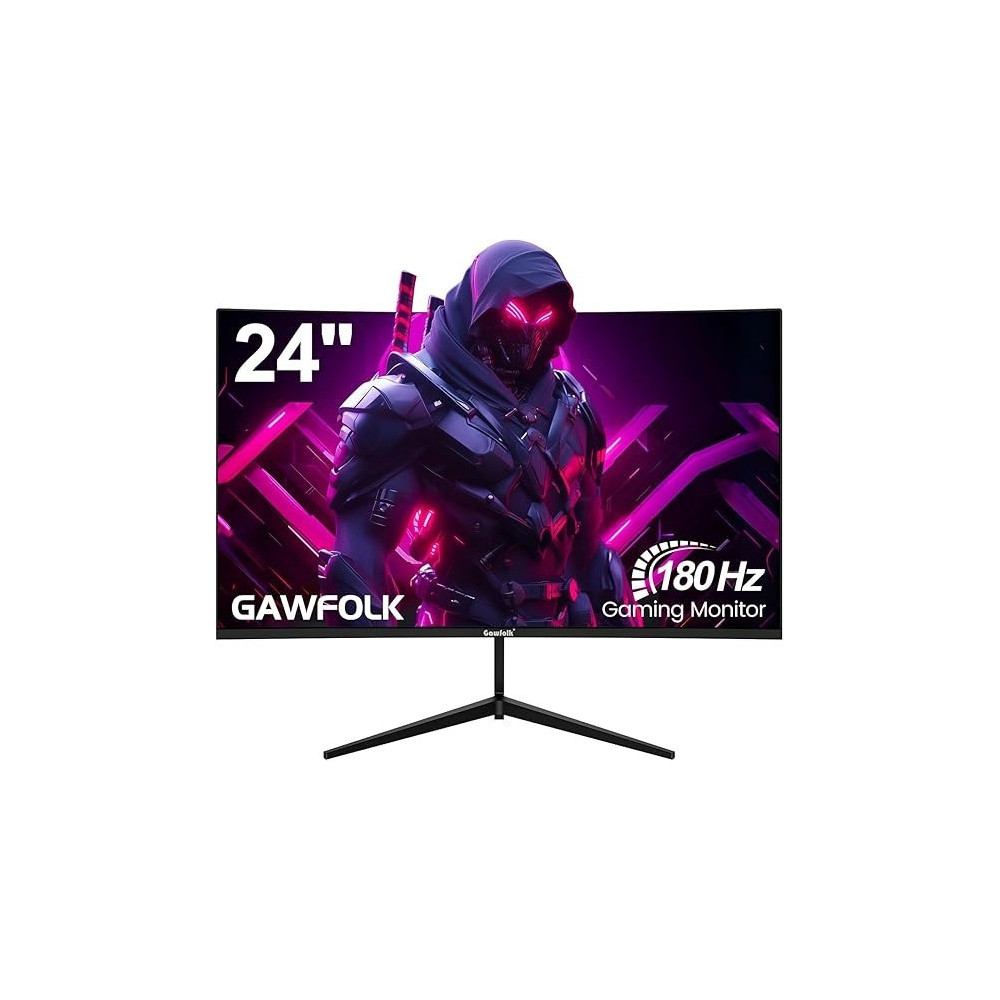 Gawfolk 24 Inch 180 Hz Curved Gaming Monitor, Black