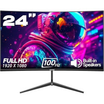 Gawfolk 24 inch Monitor 100Hz Monitor Gaming Monitor FHD 1080P Curved Monitor Screen with HDMI VGA PC Monitor for Home Office and Gaming, Built in Speaker
