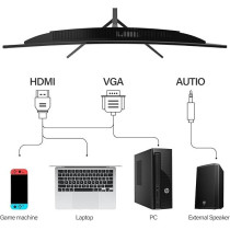 Gawfolk 24 inch Monitor 100Hz Monitor Gaming Monitor FHD 1080P Curved Monitor Screen with HDMI VGA PC Monitor for Home Office and Gaming, Built in Speaker
