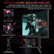 GAMEON GOMP24FHD380IPS Midnight Pro series, Black Gaming Monitor 24 inch, 1920 x 1080p FHD Fast IPS Panel, 380Hz Refresh Rate, Response Time, 2.1 HDMI, Freesync And Gsync, Supports HDR, PS5, VRR