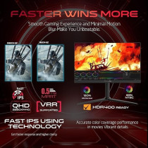 GAMEON GOMP24FHD380IPS Midnight Pro series, Black Gaming Monitor 24 inch, 1920 x 1080p FHD Fast IPS Panel, 380Hz Refresh Rate, Response Time, 2.1 HDMI, Freesync And Gsync, Supports HDR, PS5, VRR