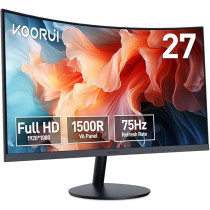 KOORUI 27-Inch Curved Business Monitor Full HD 1920 x 1080, 75Hz Refresh Rate, sRGB 99% Color Gamut, 16.7m Maximum Color, Tilt Adjustable, HDMI and VGA, Eye Protection 27N5CA