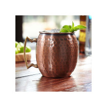 MG Barware Mosow Mule Cocktail Metal Glass Copper Plated Antique Hammered