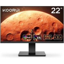 KOORUI 22-Inch Full HD Monitor 1920 x 1080, 100Hz Refresh Rate, 5ms Response Time, sRGB 99% Colour Gamut, Built-in Speaker, Tilt Adjustable, VESA Compatible, HDMI and VGA, Eye Protection, Adaptive Sync