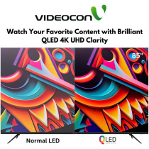 Videocon 85 inch Edgeless QLED 4K UHD Official Google TV with "Hey Google" Voice Remote, A+ Grade Panel, Bluetooth, Dolby Audio, Chromecast Buit-in E85QLGT1100