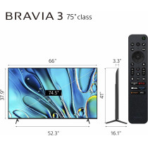 Sony Bravia 3 75 Inch, 4K HDR Smart TV, Google TV with Dolby Vision Atmos, PS5 Gaming, 2024