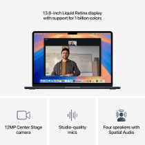 Apple 2025 MacBook Air 13inch, M4 chip, 256GB with 10core CPU and 8core GPU, 16GB Unified Memory, Midnight MW123 English 1 Year Warranty