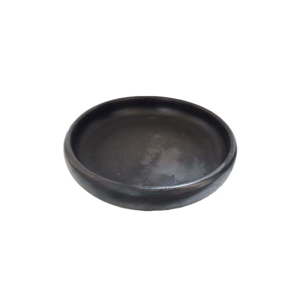 India Handmade Clay Round Plate Black, 750 Ml