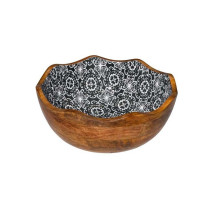 Stylepoint Netherlands Wooden Bowl Black Flower, 30 x 11 Cm