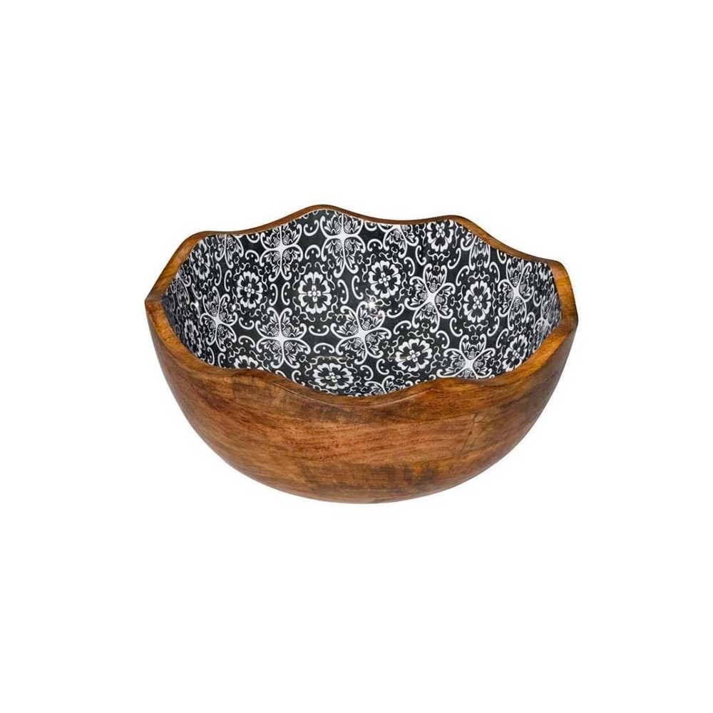 Stylepoint Netherlands Wooden Bowl Black Flower, 30 x 11 Cm